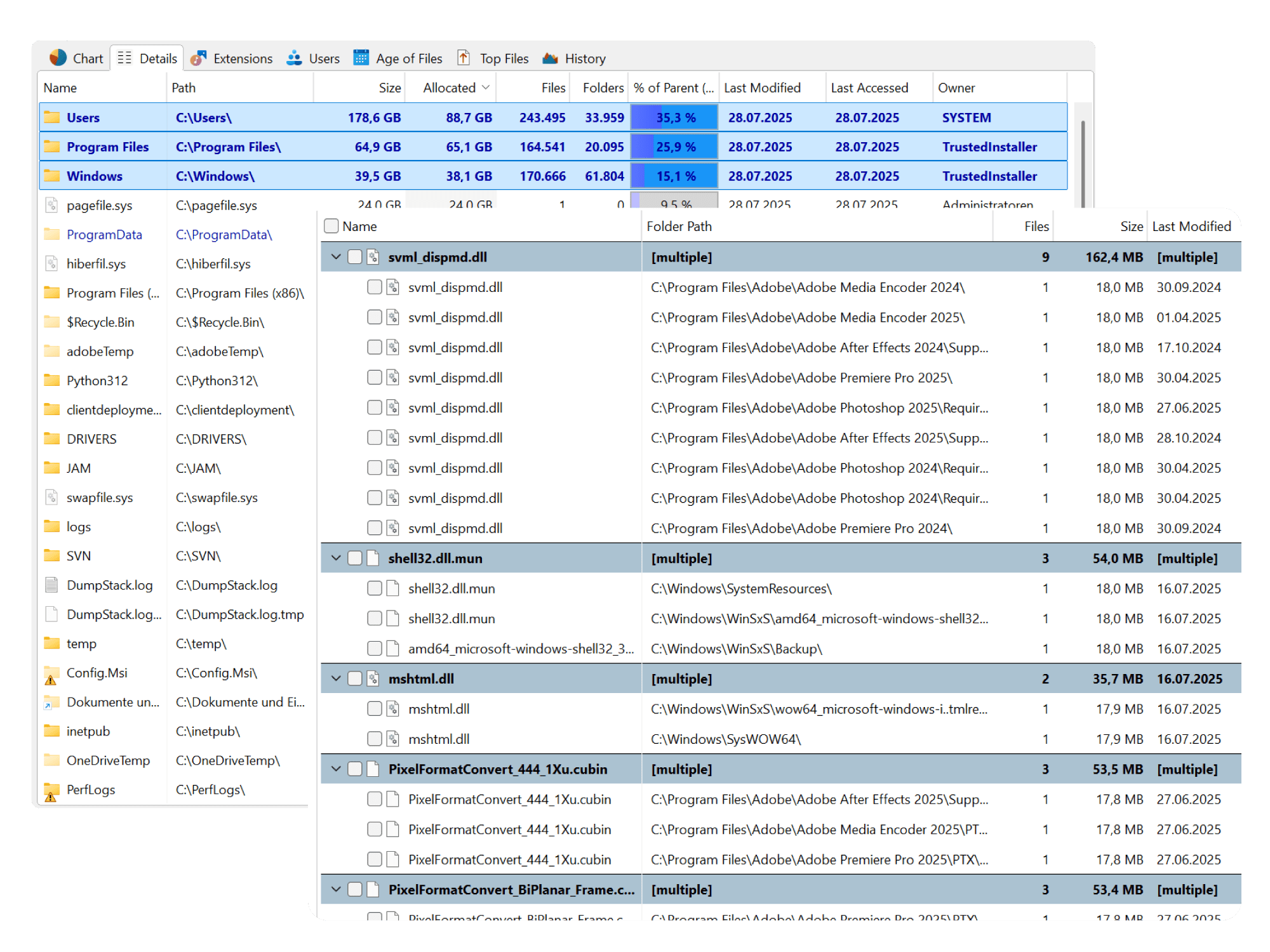 TreeSize helps organizing storage space